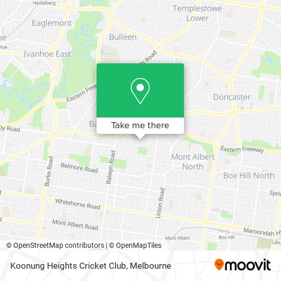 Mapa Koonung Heights Cricket Club