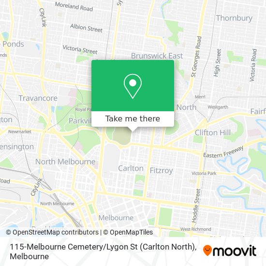 Mapa 115-Melbourne Cemetery / Lygon St (Carlton North)