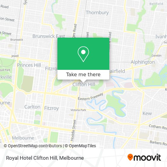 Royal Hotel Clifton Hill map