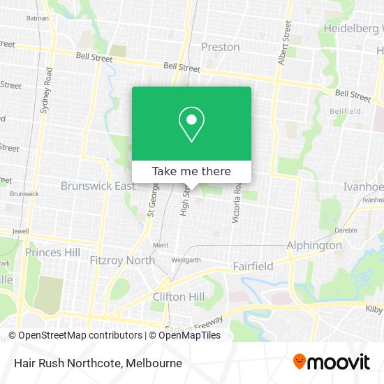 Hair Rush Northcote map