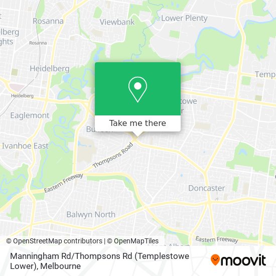 Mapa Manningham Rd / Thompsons Rd (Templestowe Lower)