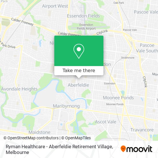 Mapa Ryman Healthcare - Aberfeldie Retirement Village