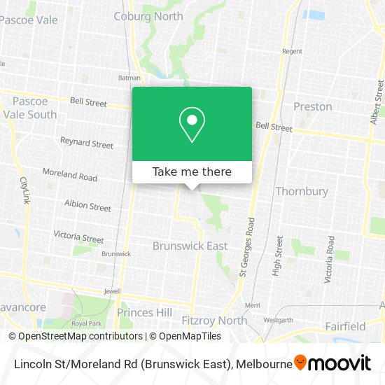 Lincoln St / Moreland Rd (Brunswick East) map