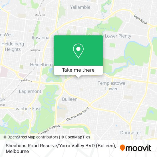 Sheahans Road Reserve / Yarra Valley BVD (Bulleen) map