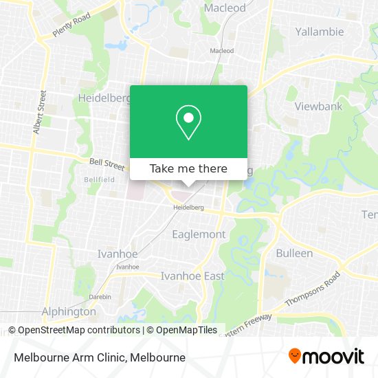 Mapa Melbourne Arm Clinic