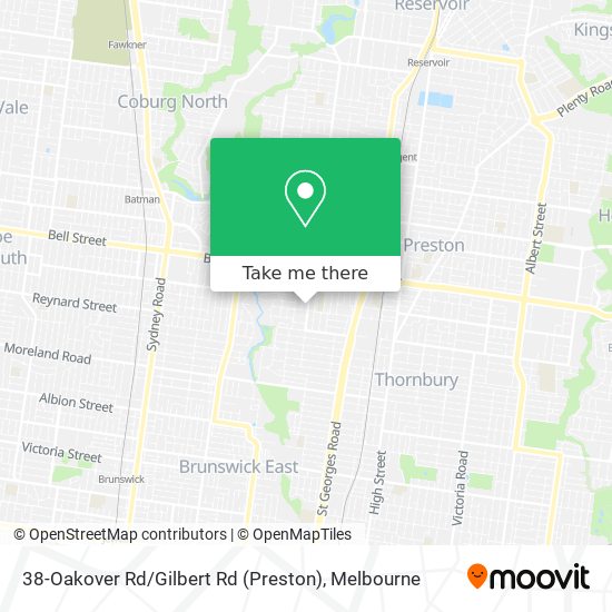 Mapa 38-Oakover Rd / Gilbert Rd (Preston)