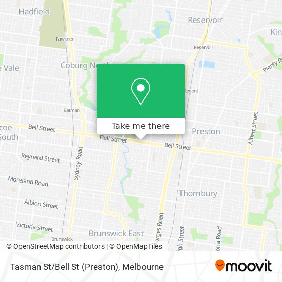 Tasman St/Bell St (Preston) map