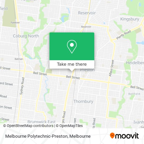 Melbourne Polytechnic-Preston map
