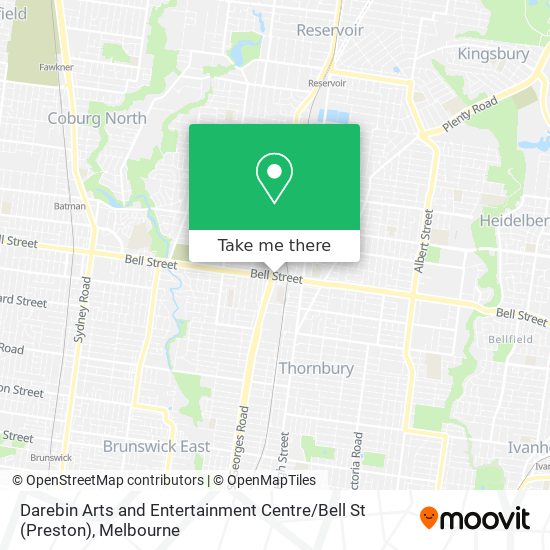 Darebin Arts and Entertainment Centre / Bell St (Preston) map