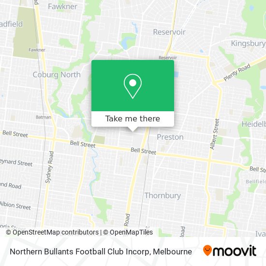 Northern Bullants Football Club Incorp map