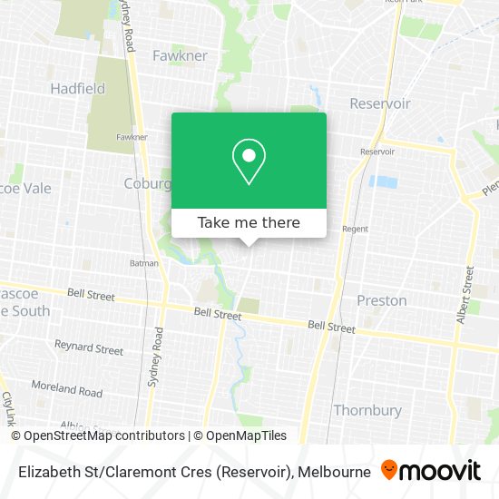 Elizabeth St / Claremont Cres (Reservoir) map