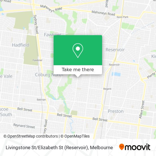 Livingstone St / Elizabeth St (Reservoir) map