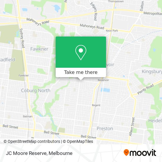 Mapa JC Moore Reserve