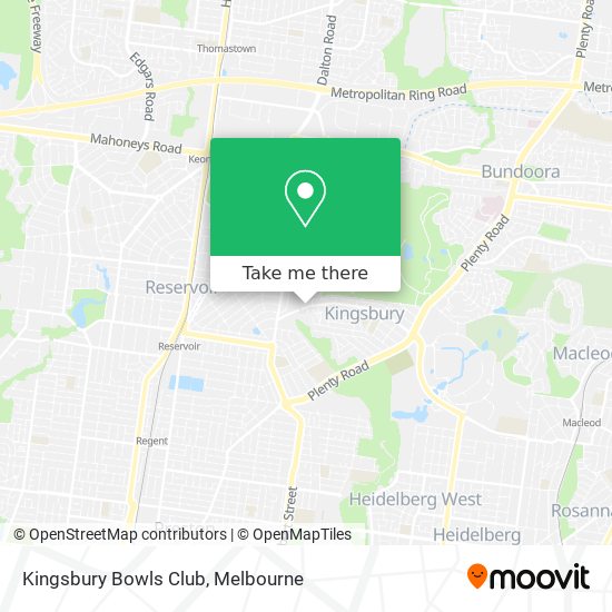 Kingsbury Bowls Club map