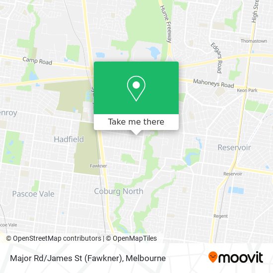 Major Rd/James St (Fawkner) map