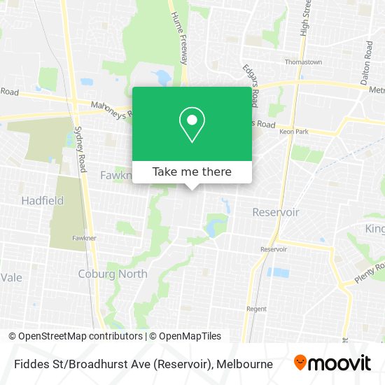 Fiddes St / Broadhurst Ave (Reservoir) map