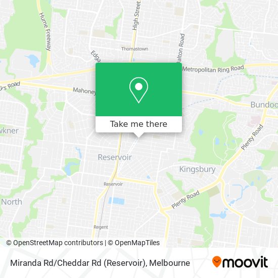 Miranda Rd / Cheddar Rd (Reservoir) map