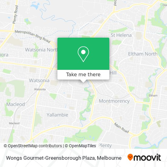 Wongs Gourmet-Greensborough Plaza map