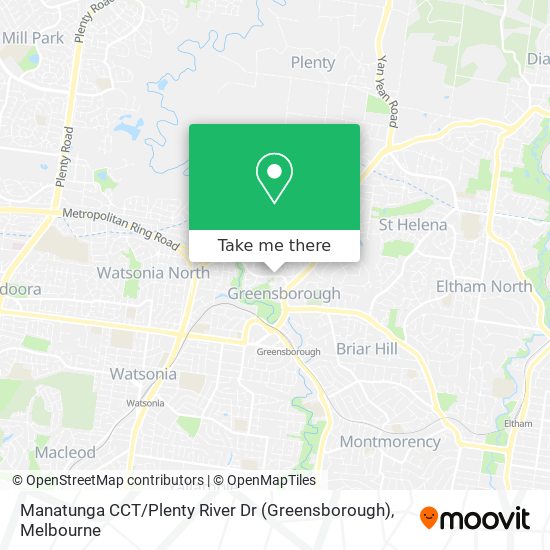 Manatunga CCT / Plenty River Dr (Greensborough) map
