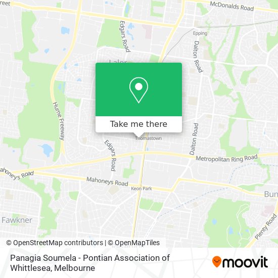 Panagia Soumela - Pontian Association of Whittlesea map