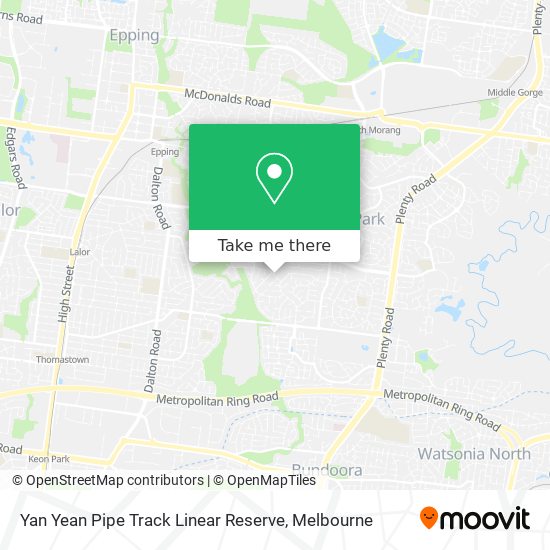 Yan Yean Pipe Track Linear Reserve map