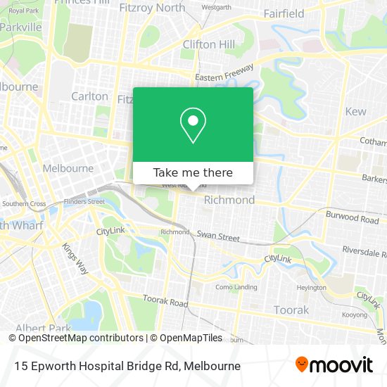 How to get to 15 Epworth Hospital Bridge Rd in Richmond by Bus, Train or Tram?