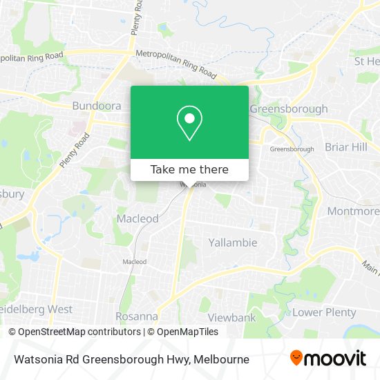 Watsonia Rd Greensborough Hwy map