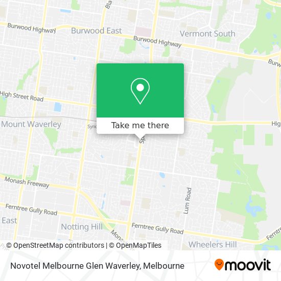 Mapa Novotel Melbourne Glen Waverley