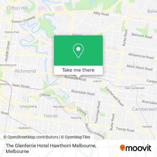 The Glenferrie Hotel Hawthorn Melbourne map