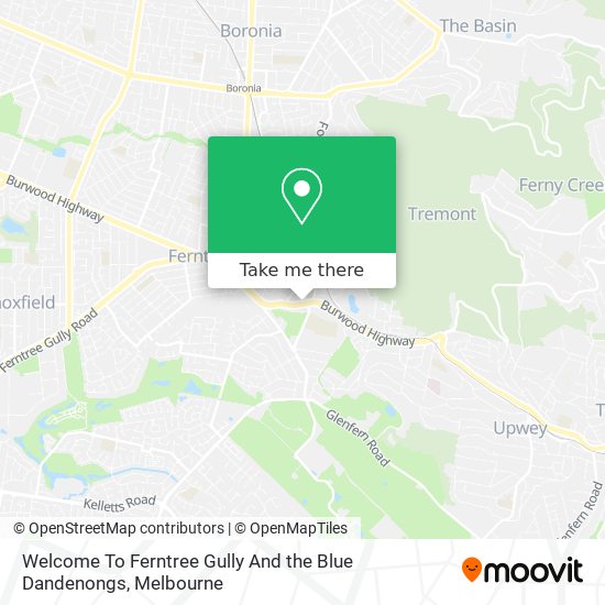 Welcome To Ferntree Gully And the Blue Dandenongs map