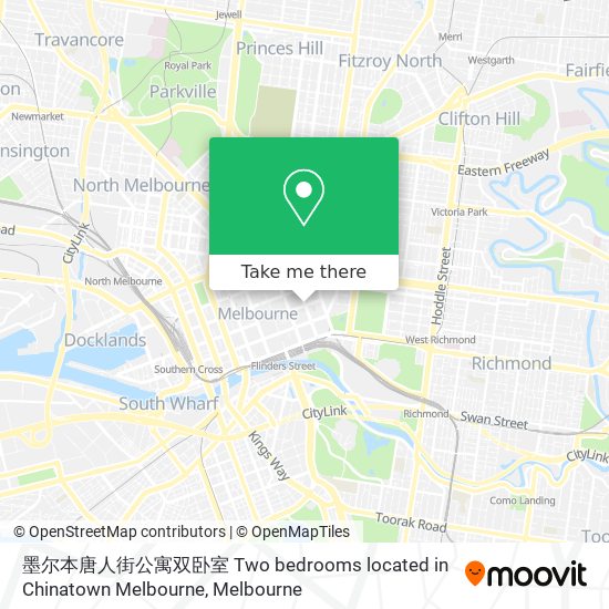 墨尔本唐人街公寓双卧室 Two bedrooms located in Chinatown Melbourne map