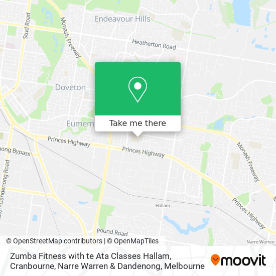 Zumba Fitness with te Ata Classes Hallam, Cranbourne, Narre Warren & Dandenong map