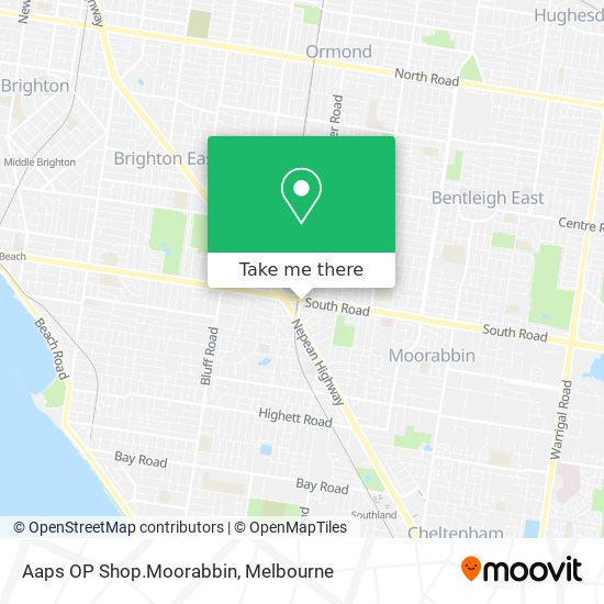 Aaps OP Shop.Moorabbin map