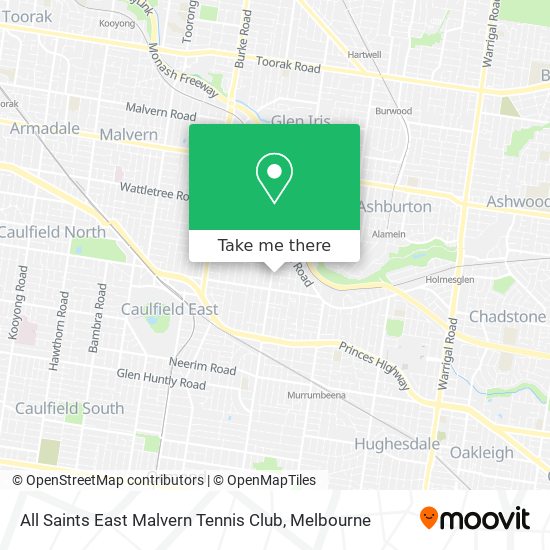 All Saints East Malvern Tennis Club map