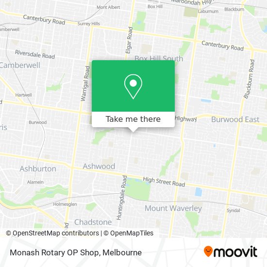 Monash Rotary OP Shop map