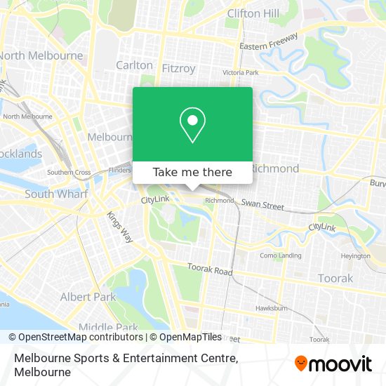 Mapa Melbourne Sports & Entertainment Centre