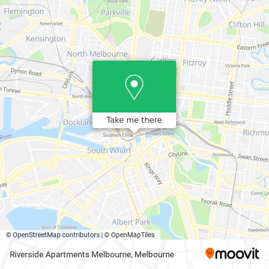 Mapa Riverside Apartments Melbourne