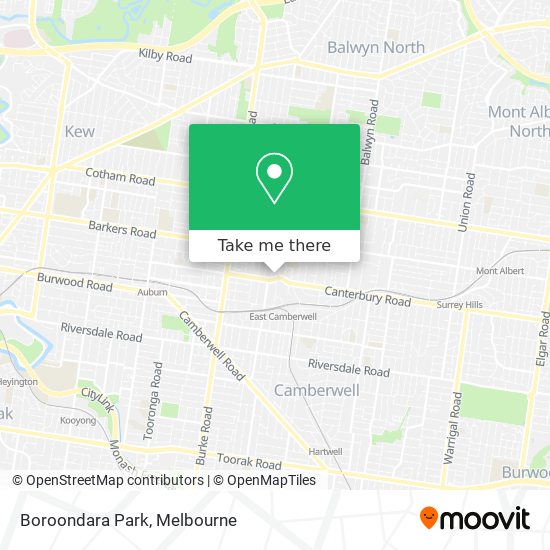 Boroondara Park map