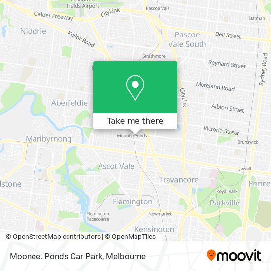 Mapa Moonee. Ponds Car Park