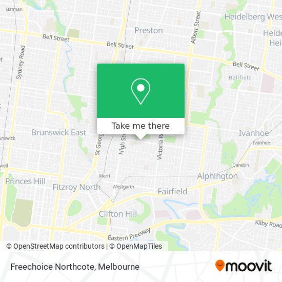 Mapa Freechoice Northcote