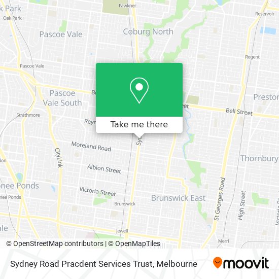 Mapa Sydney Road Pracdent Services Trust