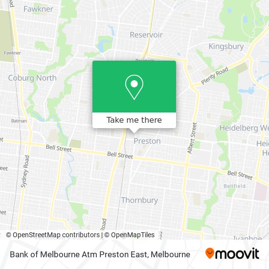 Bank of Melbourne Atm Preston East map