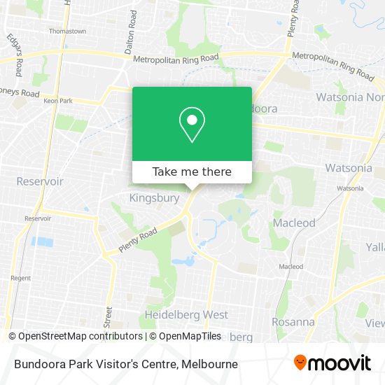 Bundoora Park Visitor's Centre map