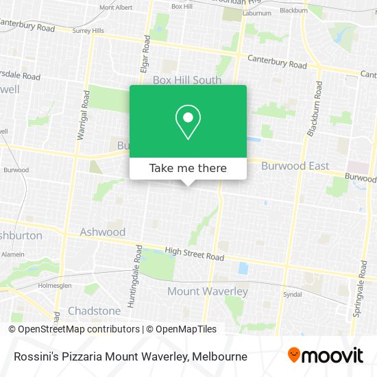 Mapa Rossini's Pizzaria Mount Waverley