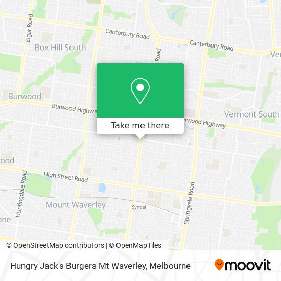 Mapa Hungry Jack's Burgers Mt Waverley