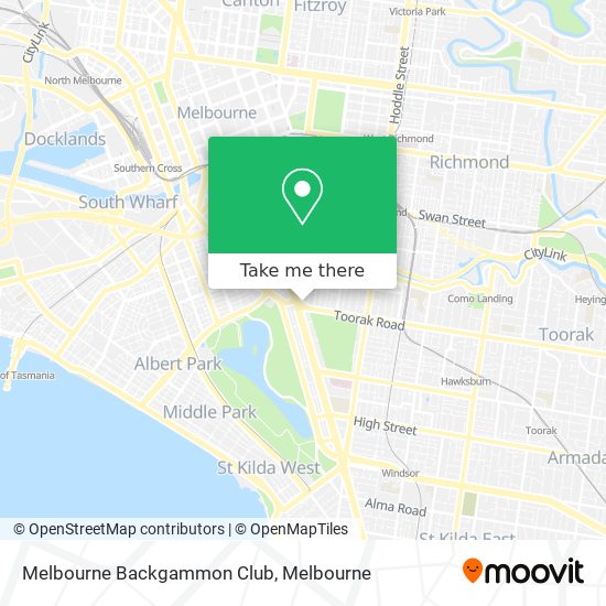 Mapa Melbourne Backgammon Club