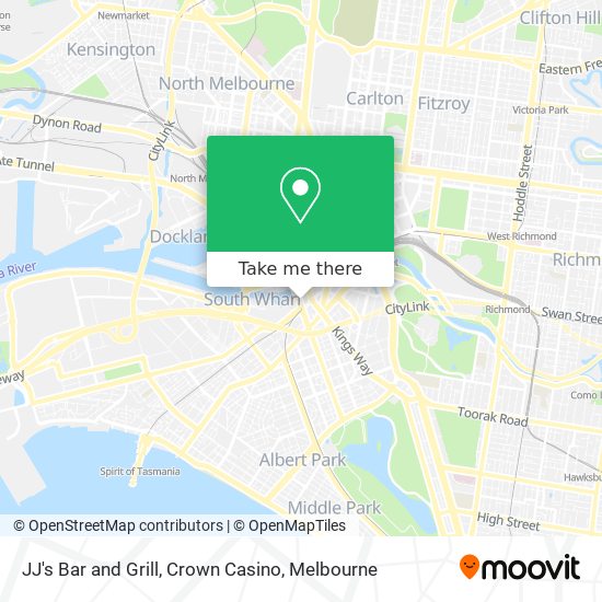 JJ's Bar and Grill, Crown Casino map