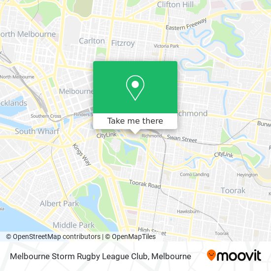 Melbourne Storm Rugby League Club map