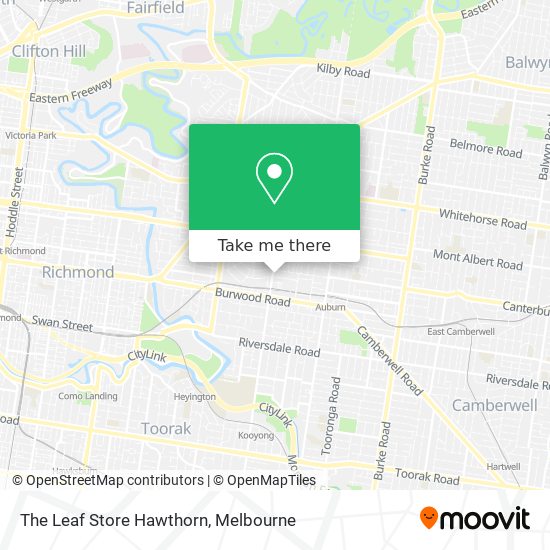 Mapa The Leaf Store Hawthorn