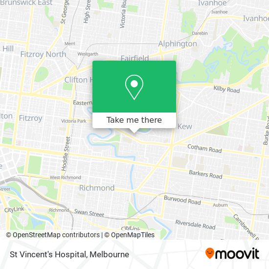 St Vincent's Hospital map